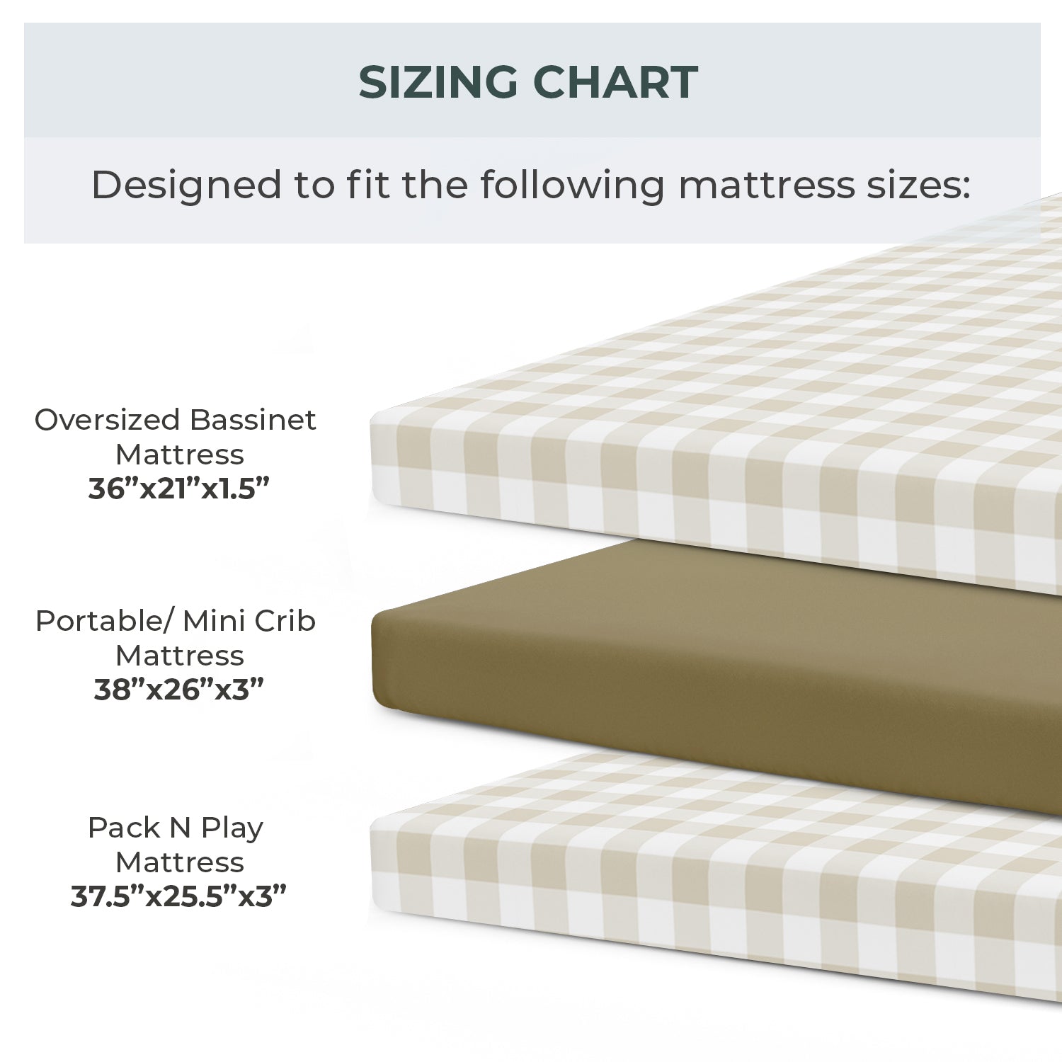 Playard / Mini Crib sheets - Gingham Khaki – pobibaby