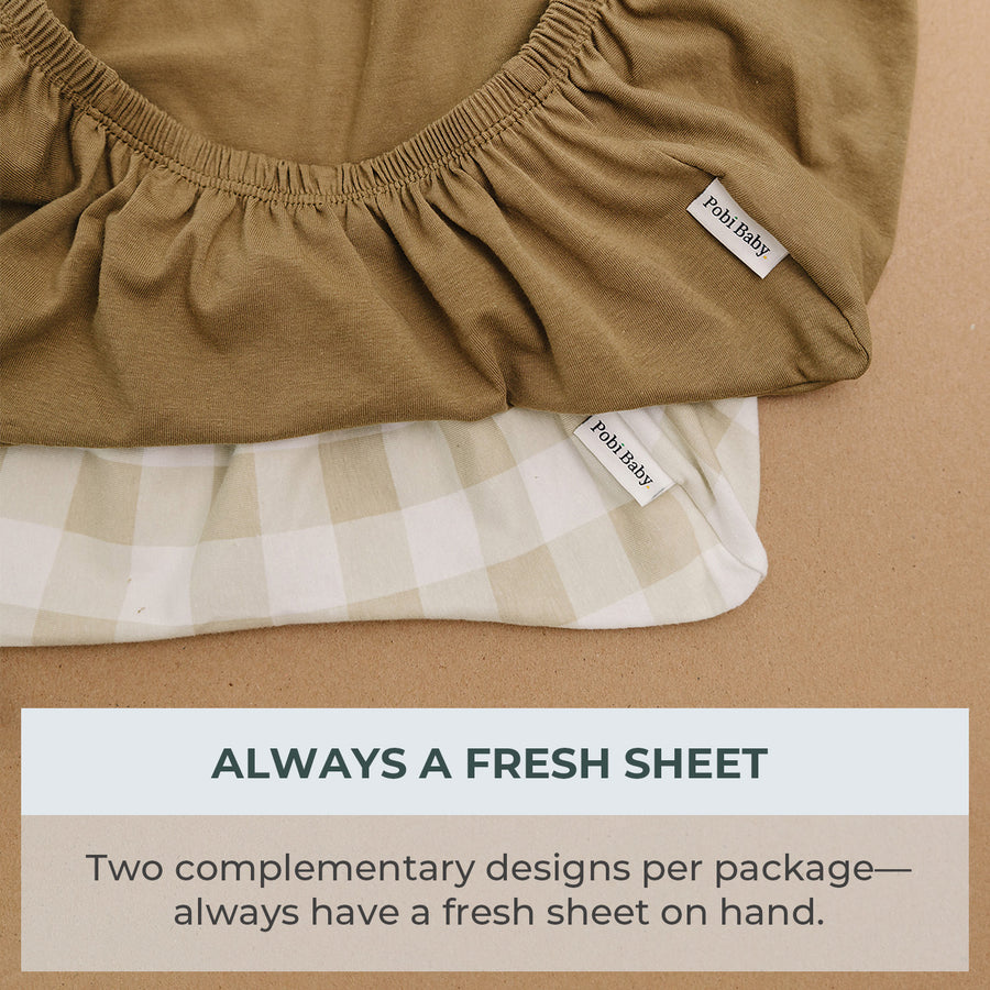 Bassinet sheets - Gingham Khaki