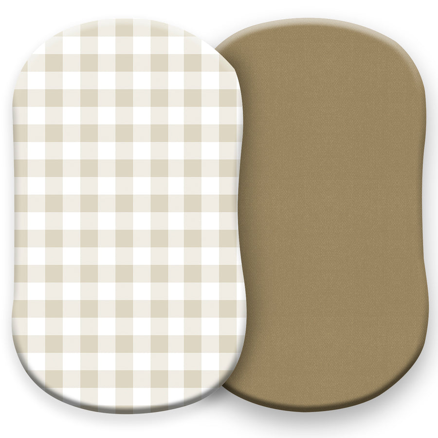 Bassinet sheets - Gingham Khaki